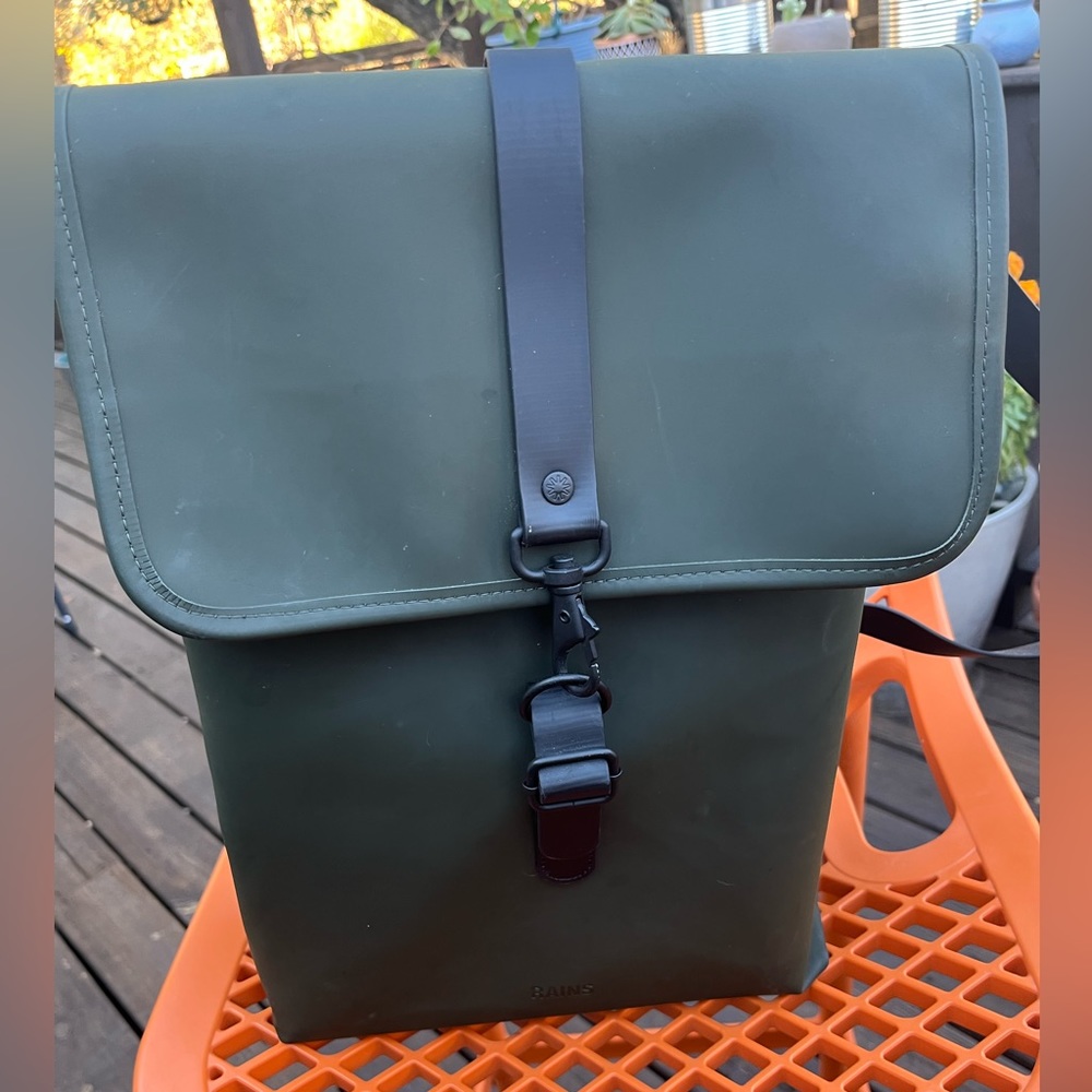 Rains Dark Green Unisex Waterproof  Back  pack